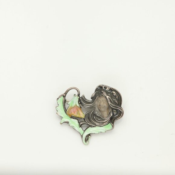 Lady Enamel Brooch Pin Sterling Silver 925 Fairy Lady Pin Pendant - Picture 5 of 10